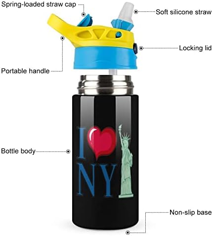 אני אוהבת בקבוק מים מבודדים בניו יורק בעיר ניו יורק עם מכסה קש אטום דליפה וטיול טיולים כוס 16 גרם