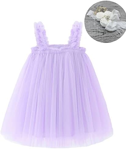 קשת חלום תינוקות פעוטות שמלת טוטו תינוקת שמלת שמלת שמלת מסיבת נסיכה עם סרט פרחים רוז מאובק